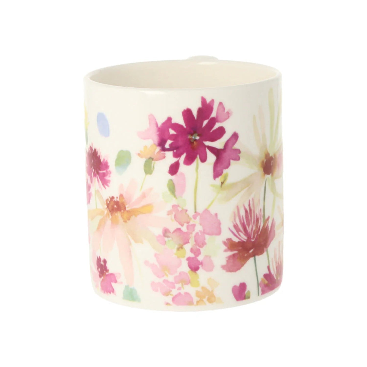 Floral-patterned candle on a white background