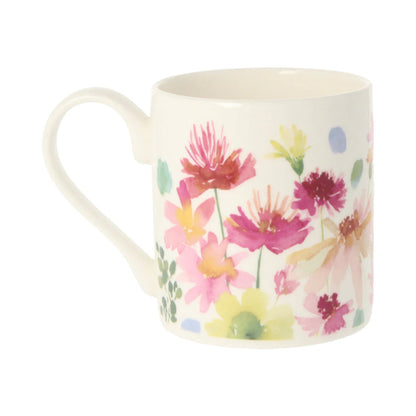 Floral-patterned mug on a white background