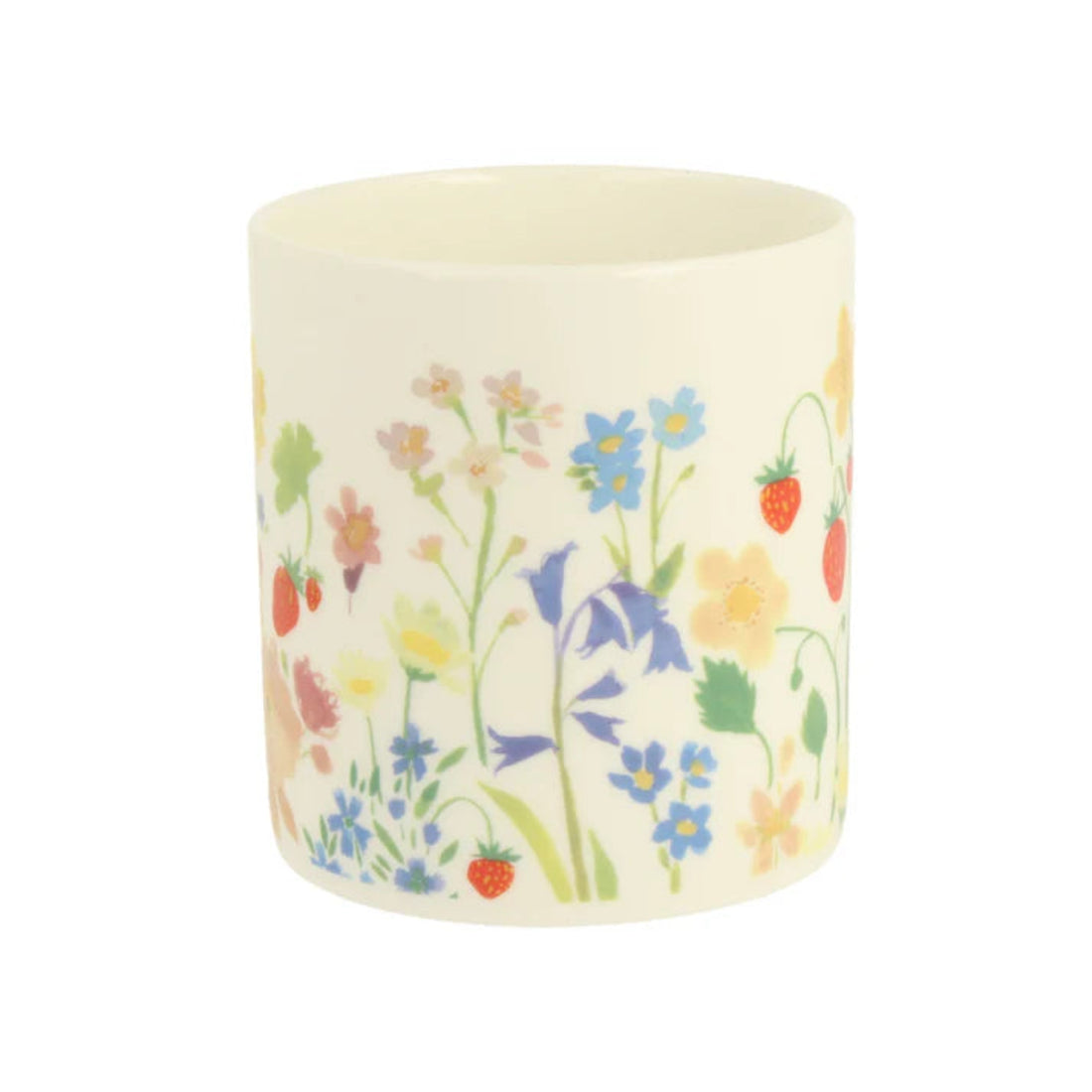 Candle with floral design on a white background