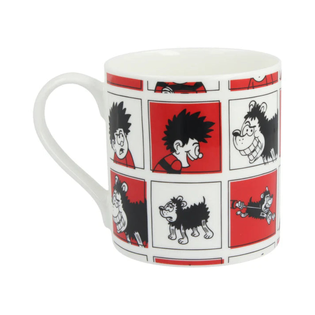 Mug with cartoon character design on a white background