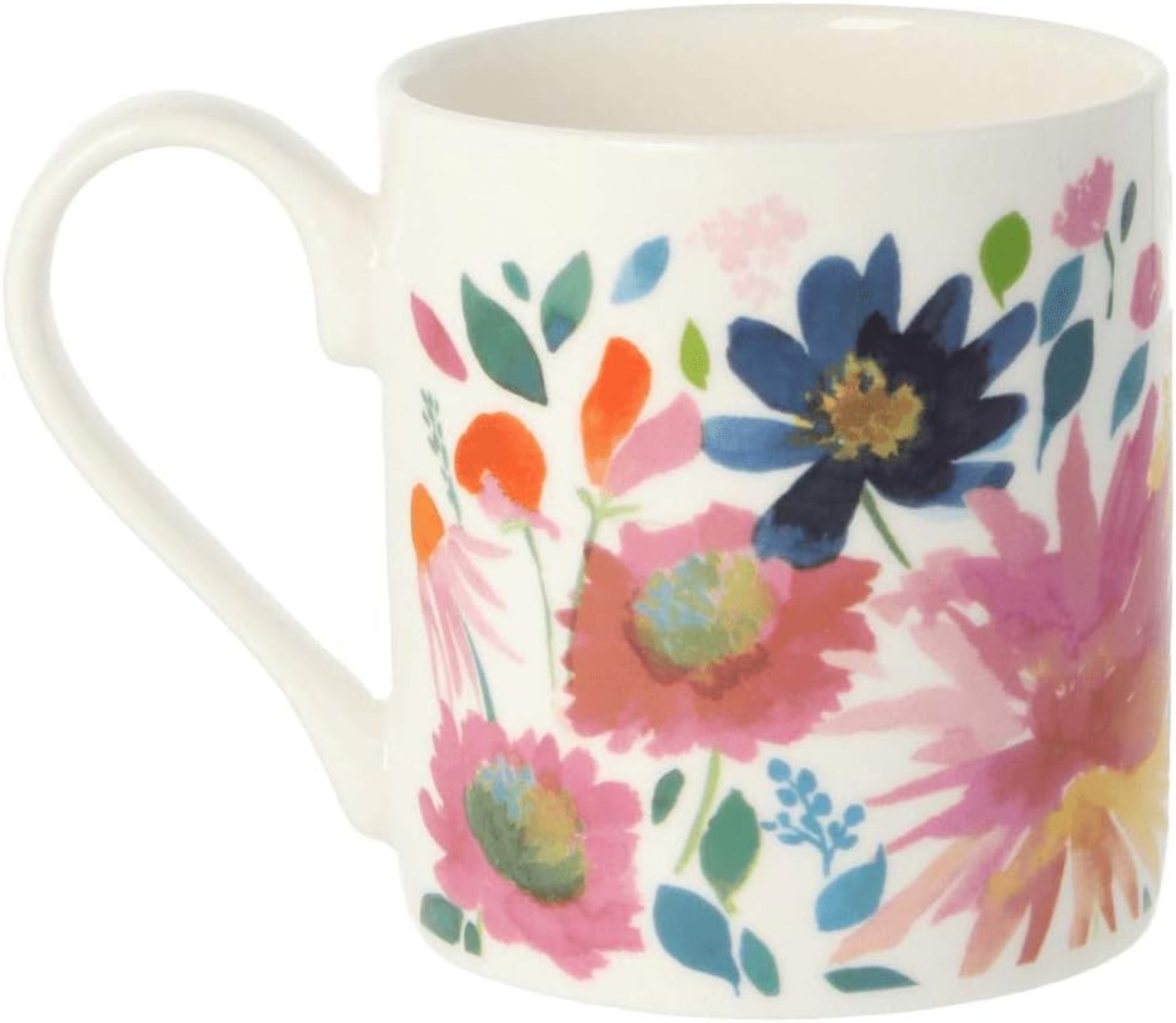 Floral-patterned mug on a white background