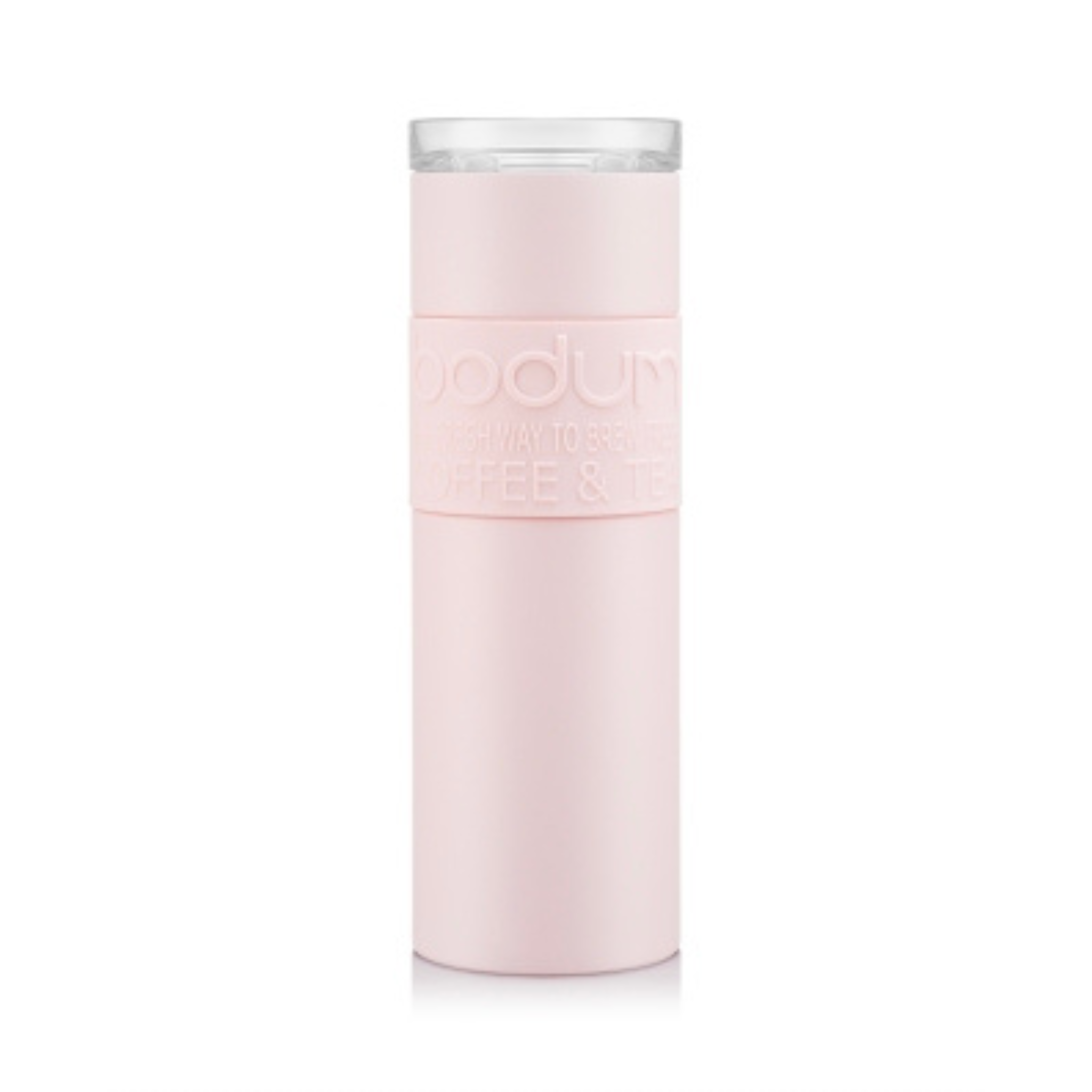 Bodum Vacuum Travel Mug Stainless Steel Pink With Clear Lid 600ml