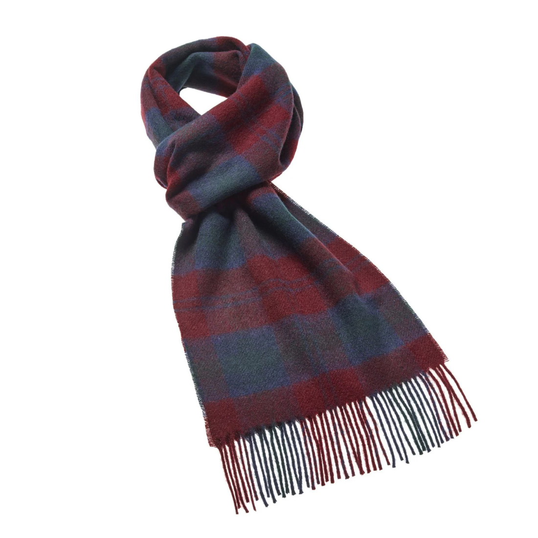a red and blue scarf