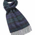 Plaid scarf with fringe on a white background