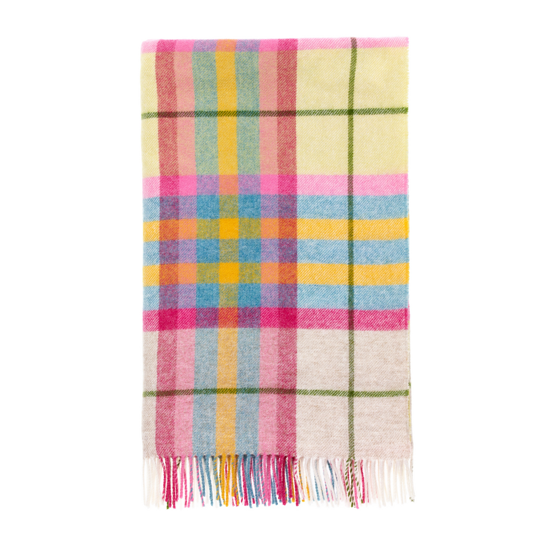 Bronte by Moon Falmouth Ivory &amp; Pink Wool Throw 140cm x 185cm