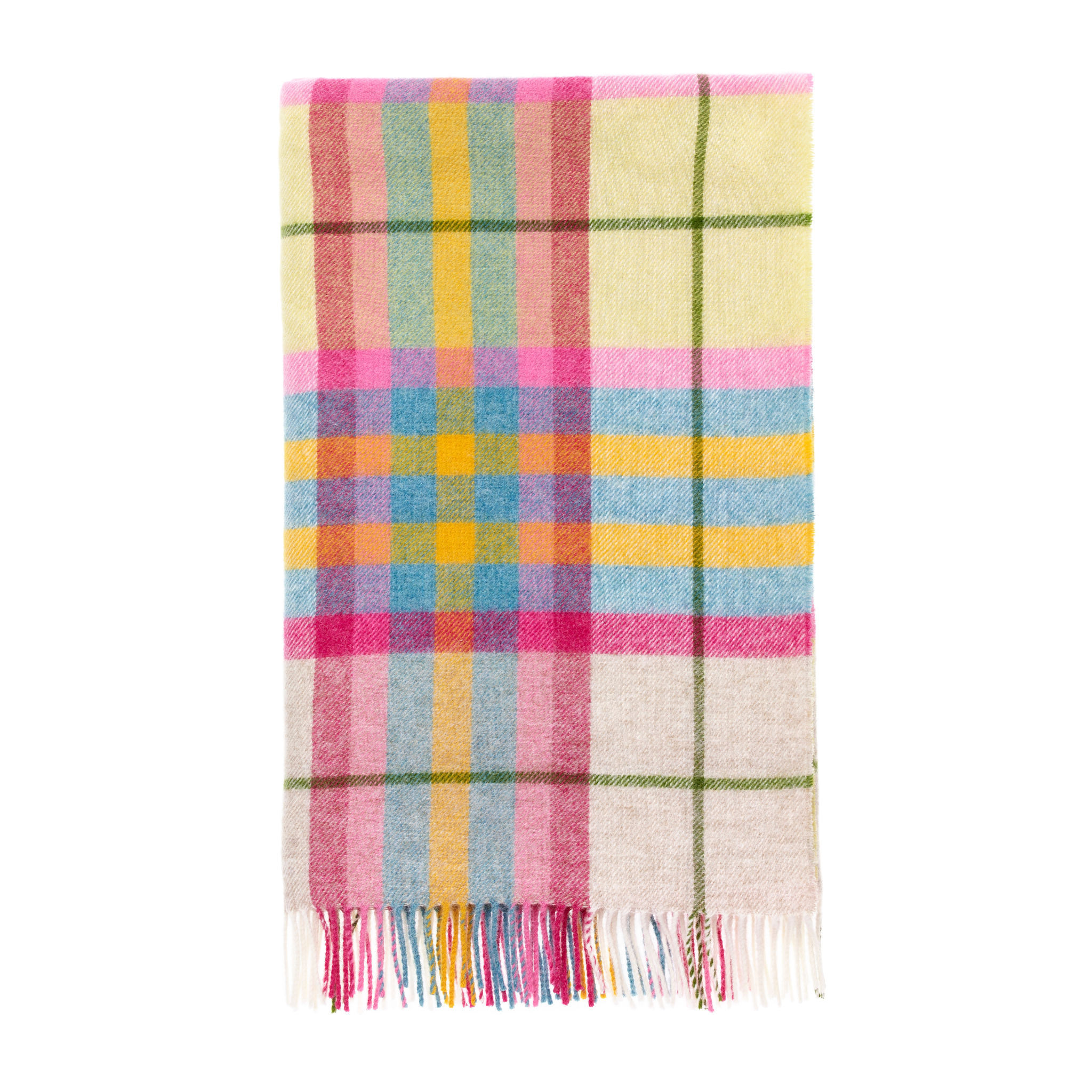 Bronte by Moon Falmouth Ivory &amp; Pink Wool Throw 140cm x 185cm