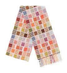 Bronte by Moon Ribbon Beige & Multi Wool Scarf 190cm x 20cm