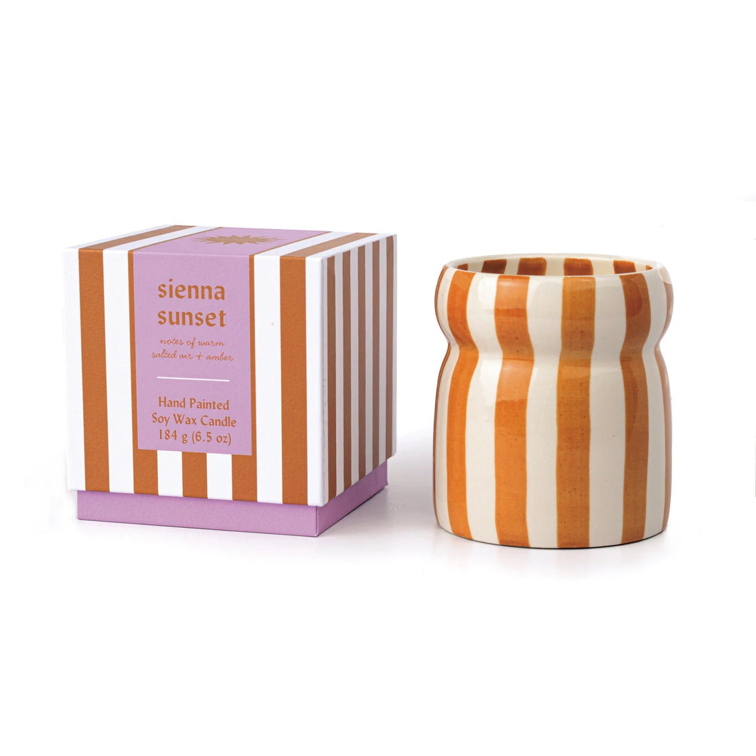 Paddywax Cabana  Rust Stripped Ceramic Candle - Sienna Sunset