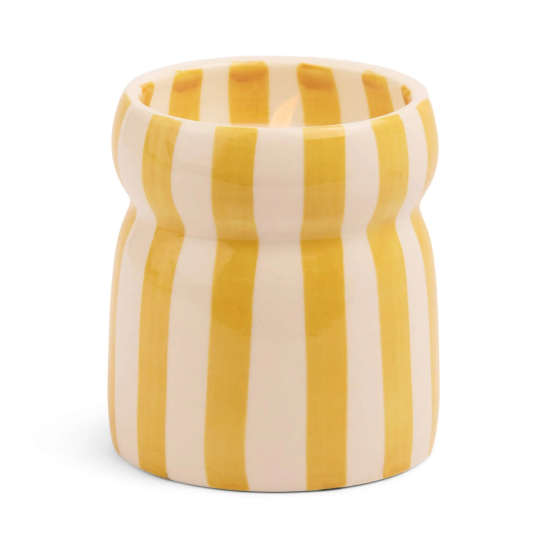 Paddywax Cabana Ochre Stripped Ceramic Candle - Gold Coast
