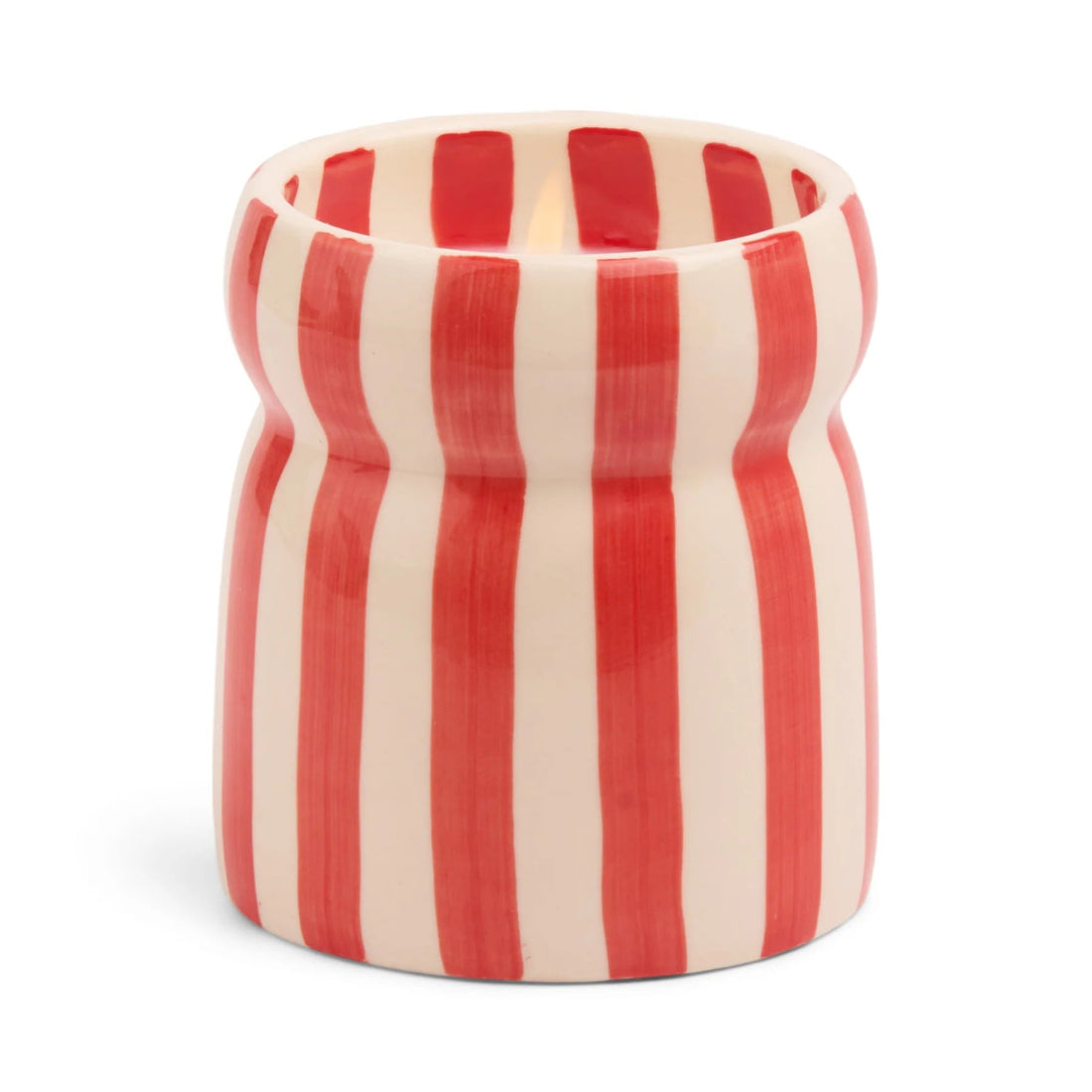 Paddywax Cabana Red Stripped Ceramic Candle - Hibiscus Bay