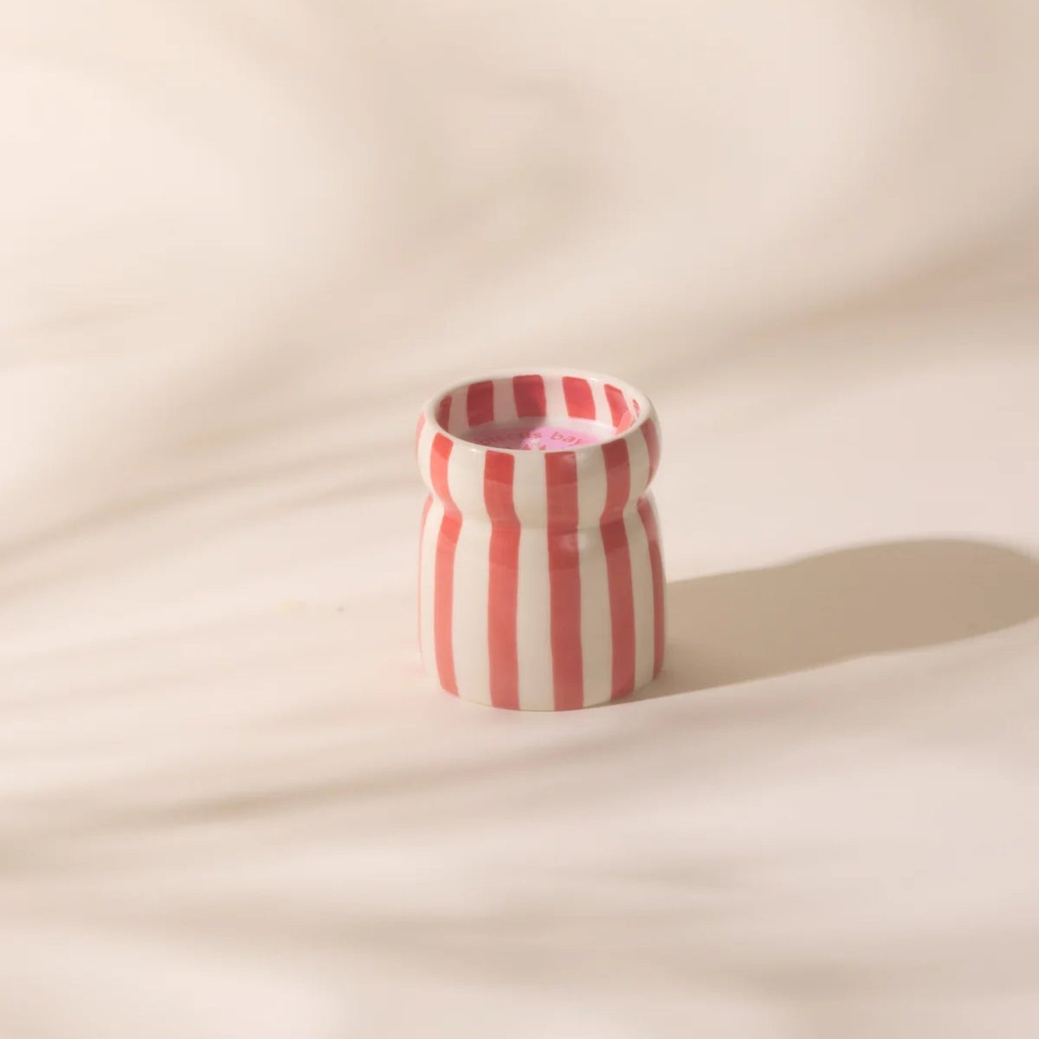 Paddywax Cabana Red Stripped Ceramic Candle - Hibiscus Bay