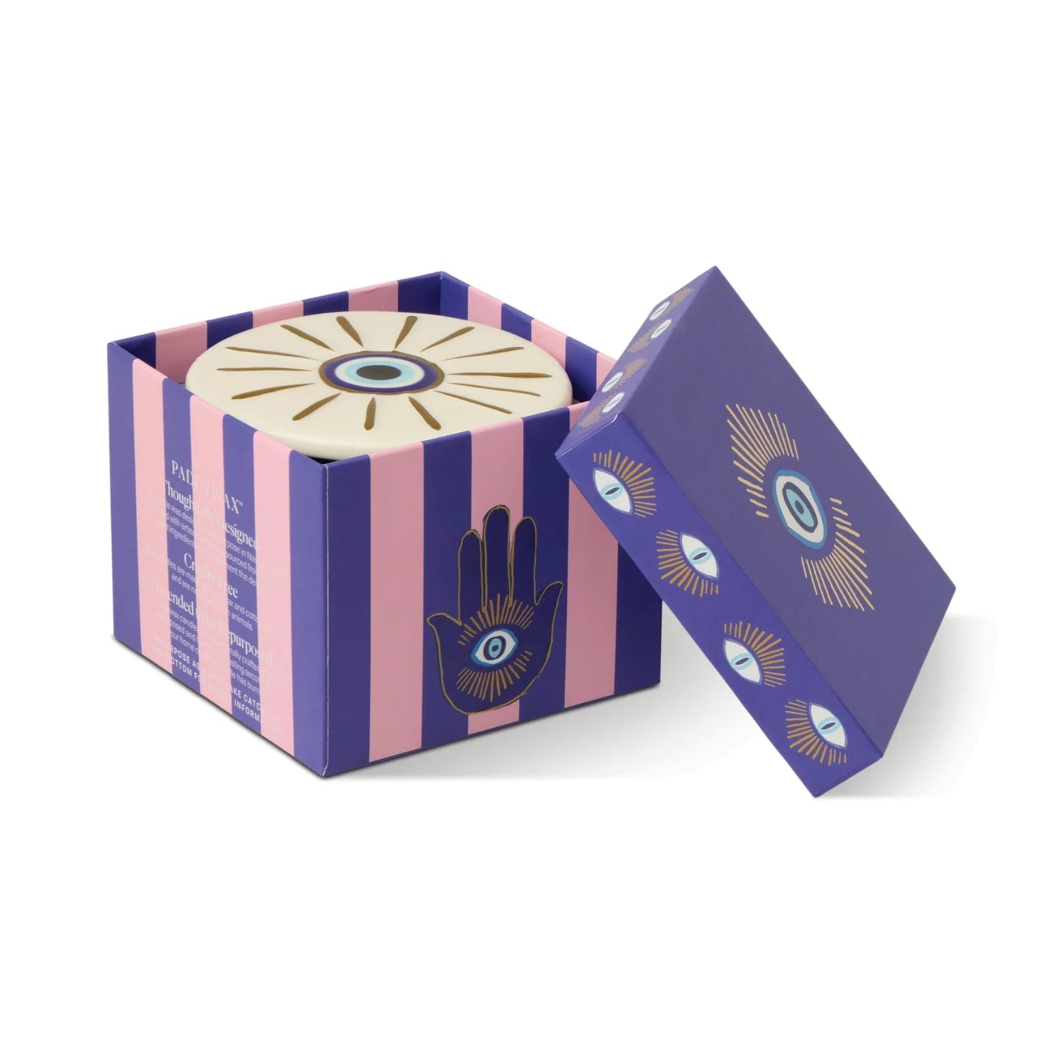 Decorative box with a hamsa hand design on a white background