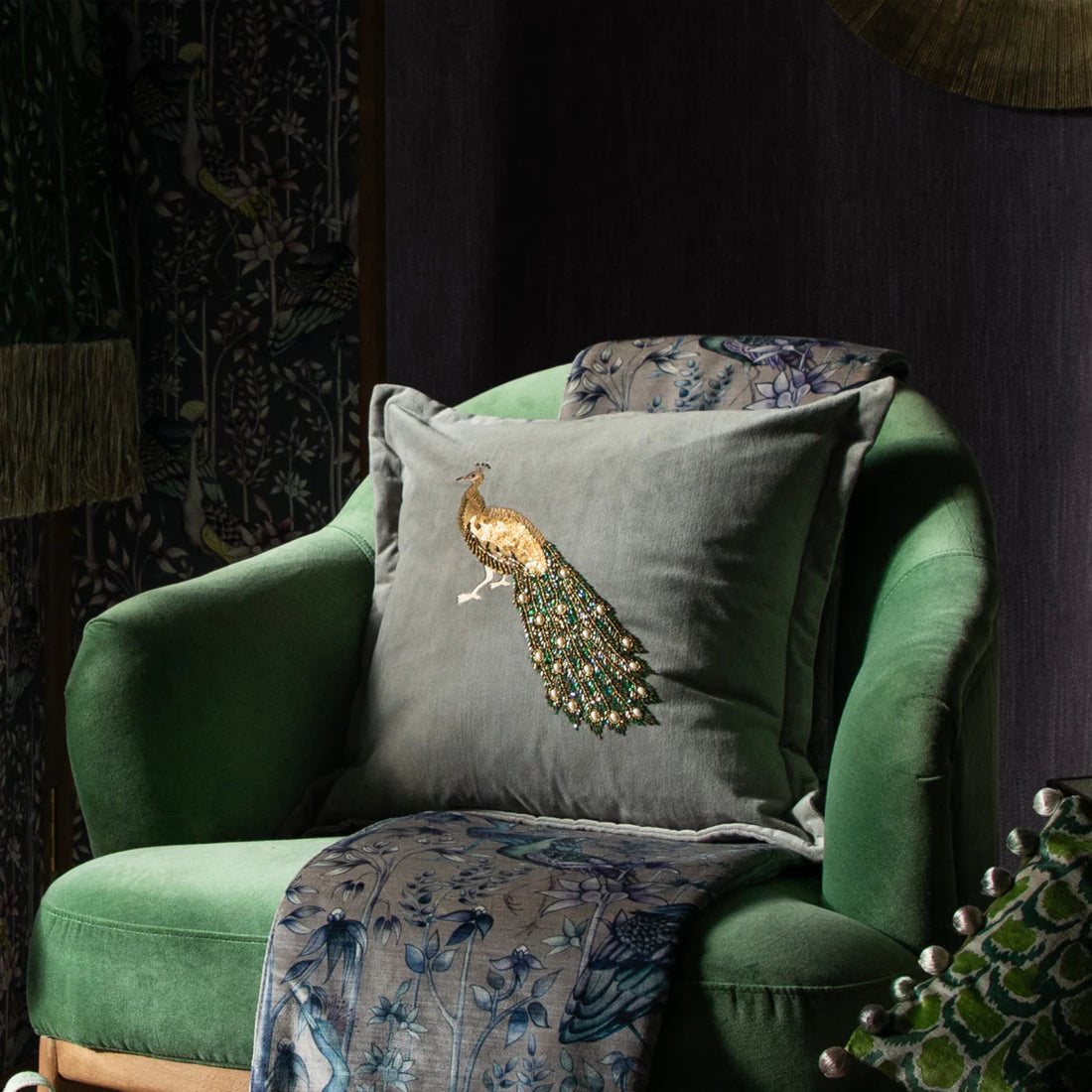 Voyage Maison Mayura Steel Embellished Cushion 55x55cm