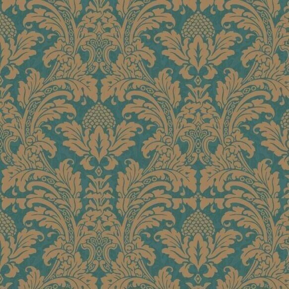 Cole & Son Blake Wallpaper Gold on Teal 94/6031