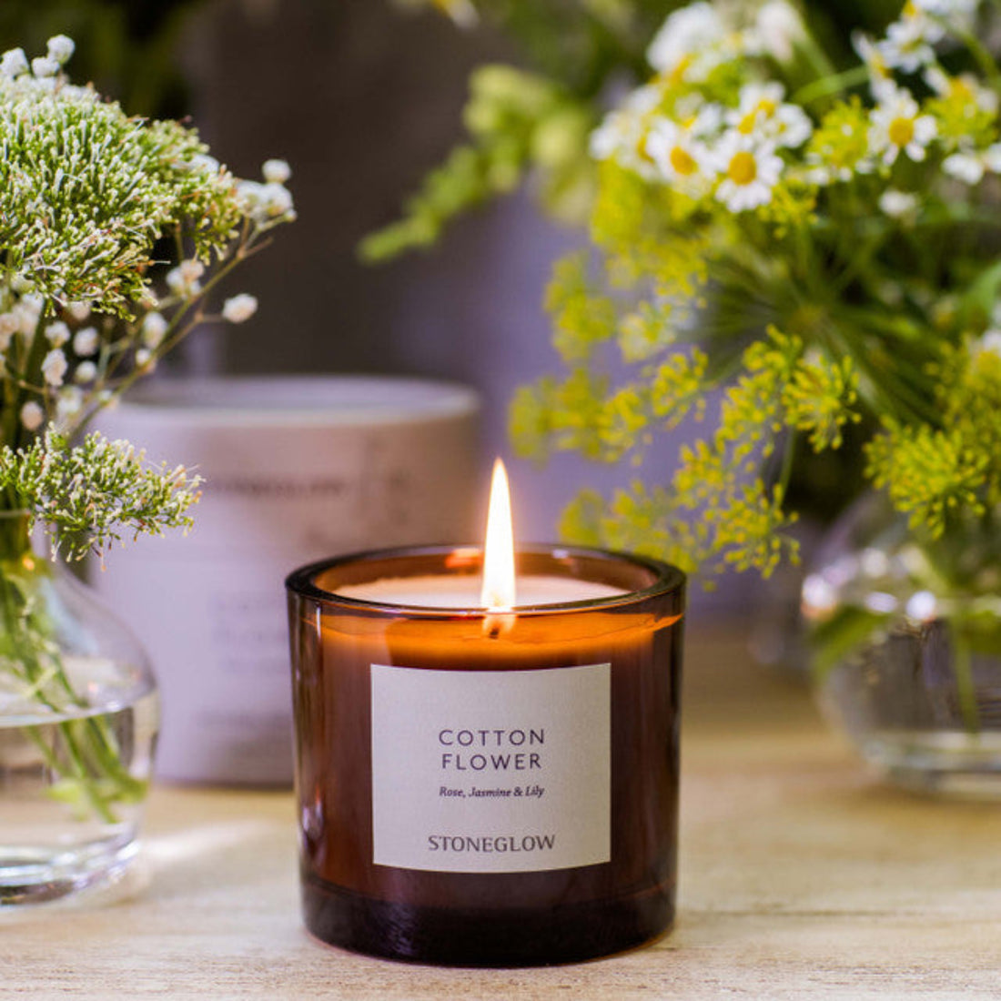 Stoneglow The Walled Garden Cotton Flower Candle 210g