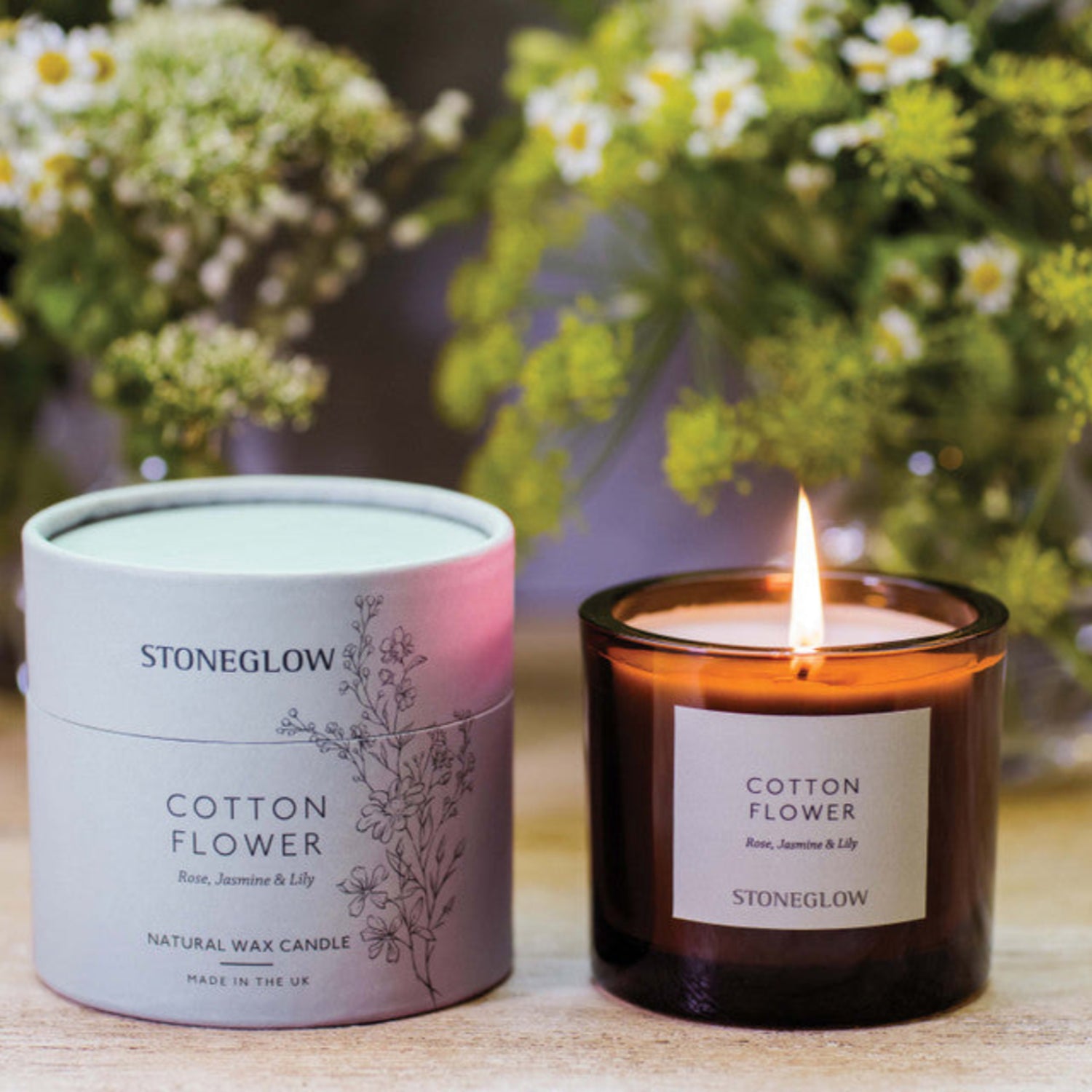 Stoneglow The Walled Garden Cotton Flower Candle 210g