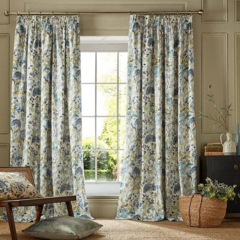 Voyage Maison Country Hedgerow Lined Pencil Pleat Curtains Sky - Packing Opened