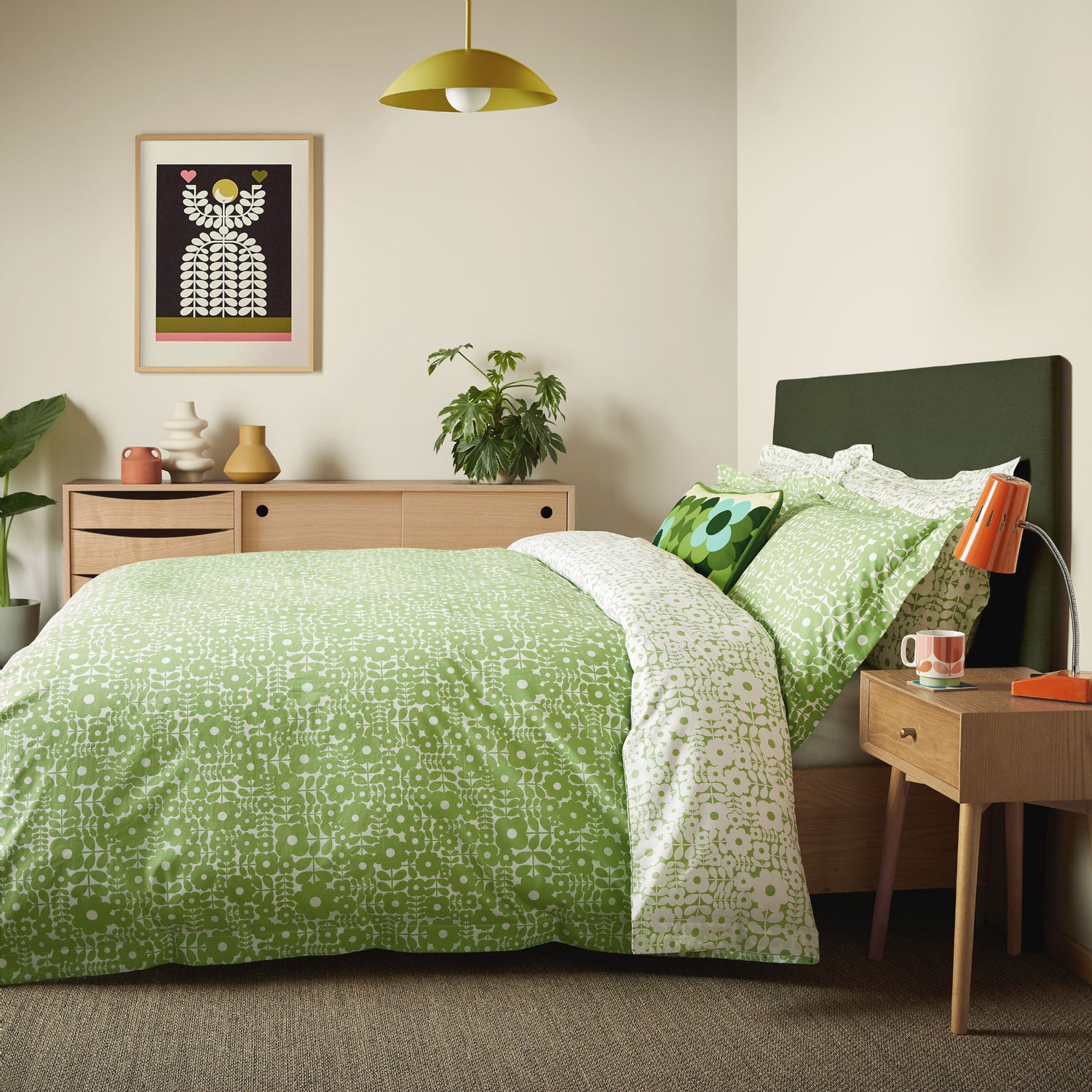 Orla Kiely Criss Cross Stem Duvet Cover Set Basil Green