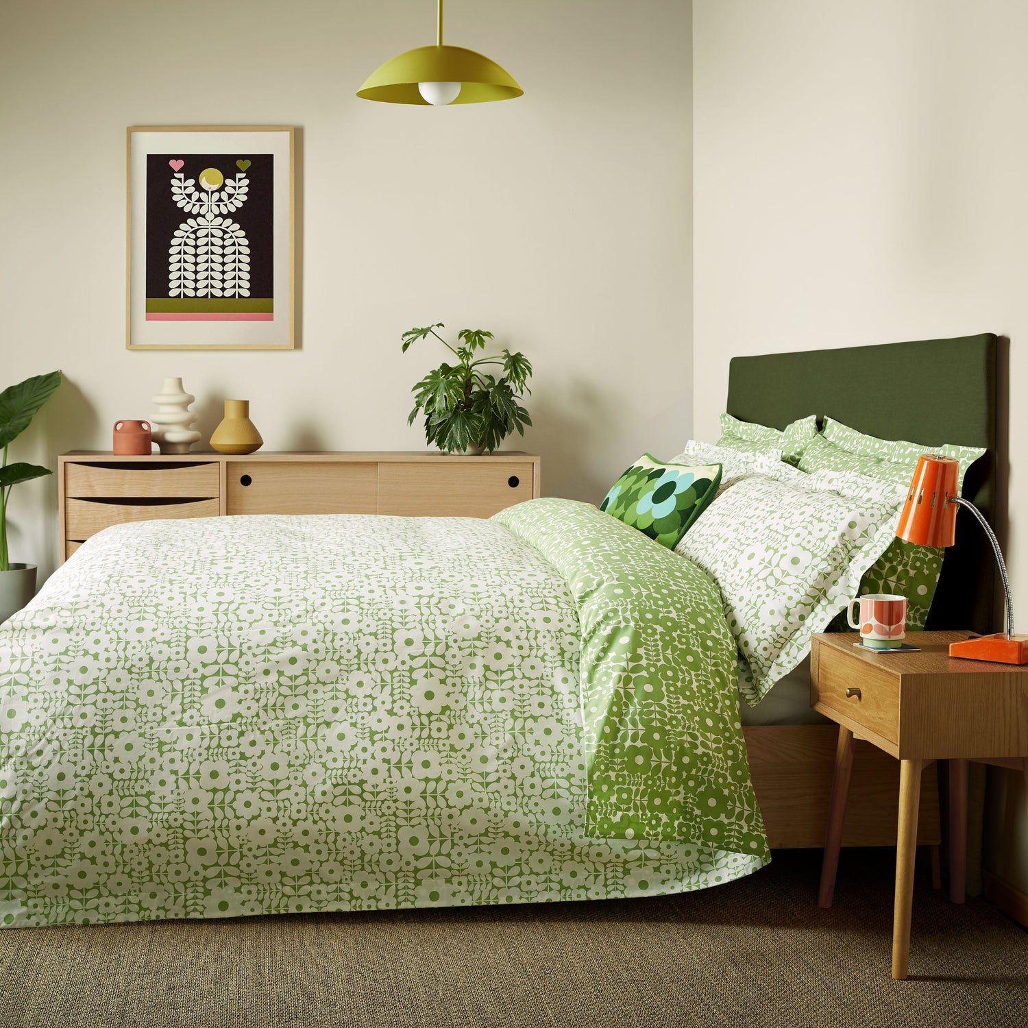 Orla Kiely Criss Cross Stem Duvet Cover Set Basil Green