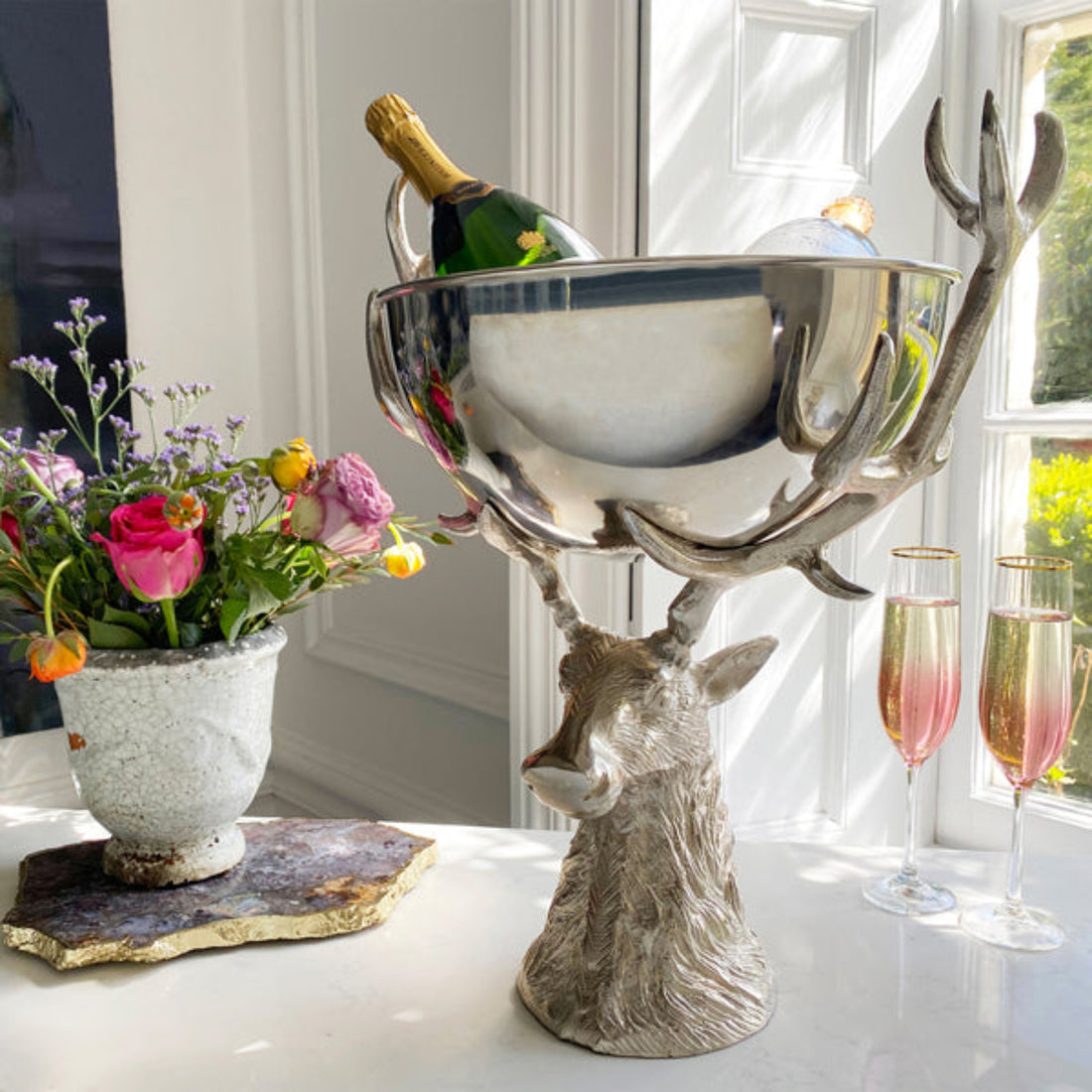 Culinary Concepts Small Punch Bowl / Wine Cooler With Stag Stand