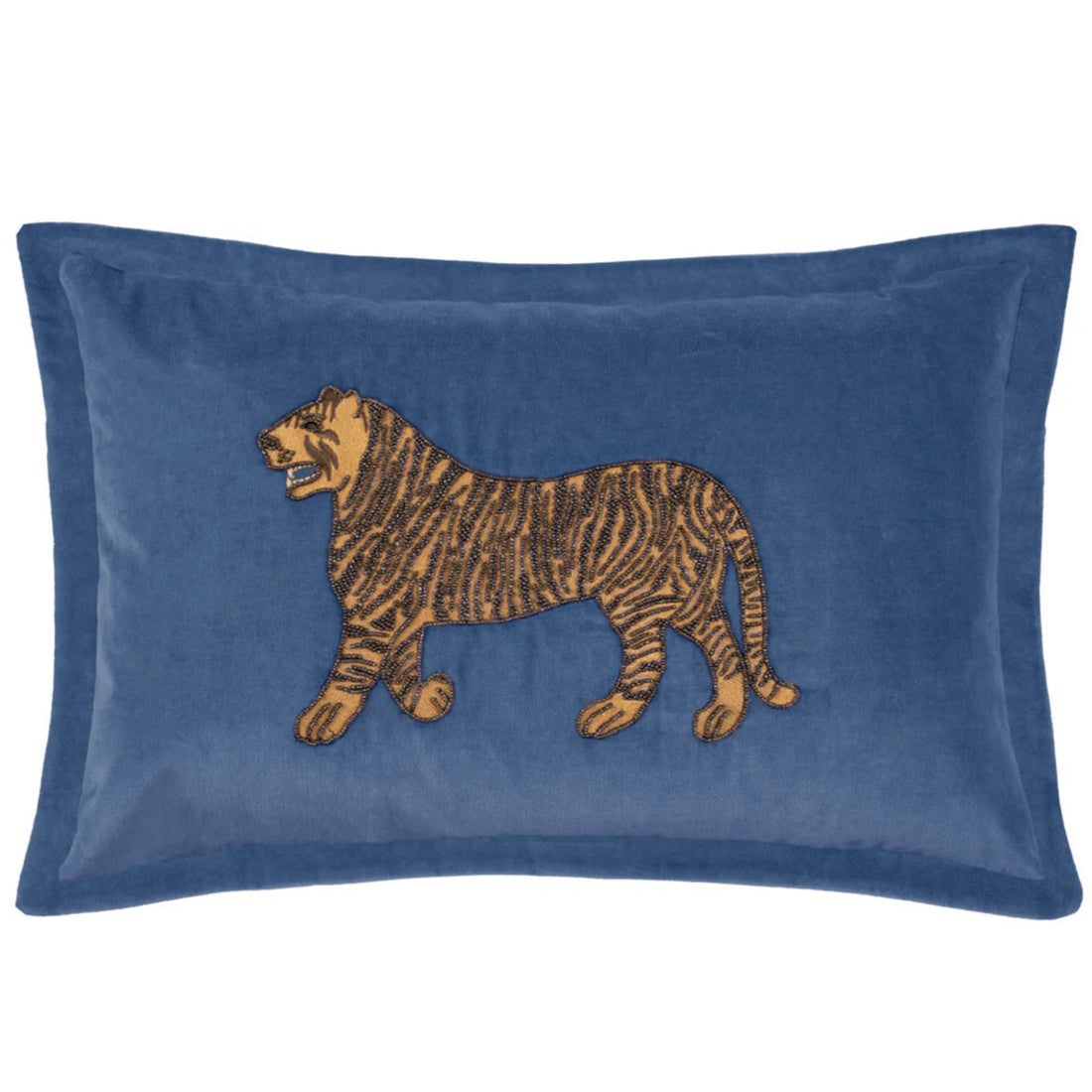 Voyage Maison Durga Embroidered Cushion Cover Bluebell Blue 45cm x 65cm