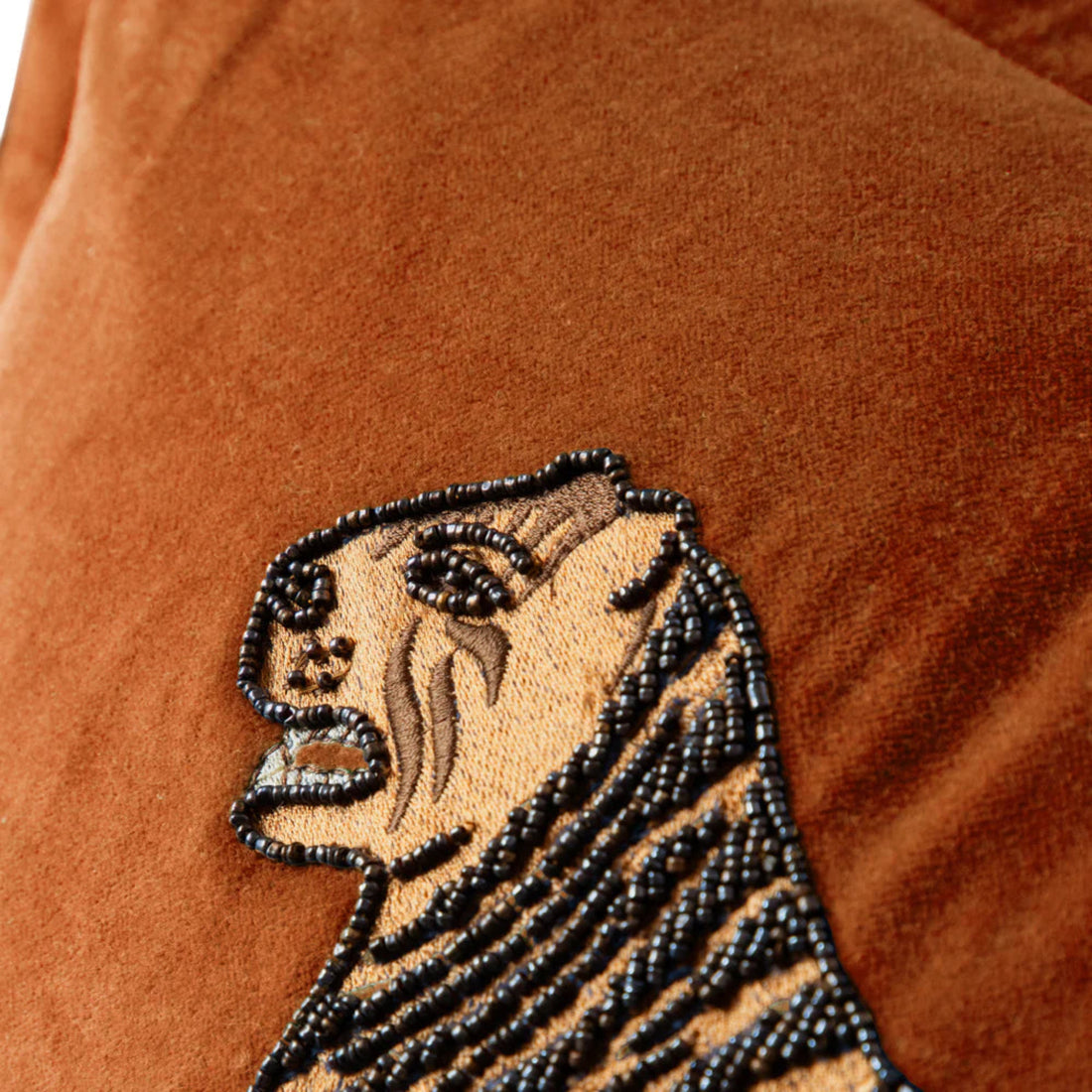 Voyage Maison Durga Embroidered Cushion Cover Cinnamon Orange 46cm x 65cm