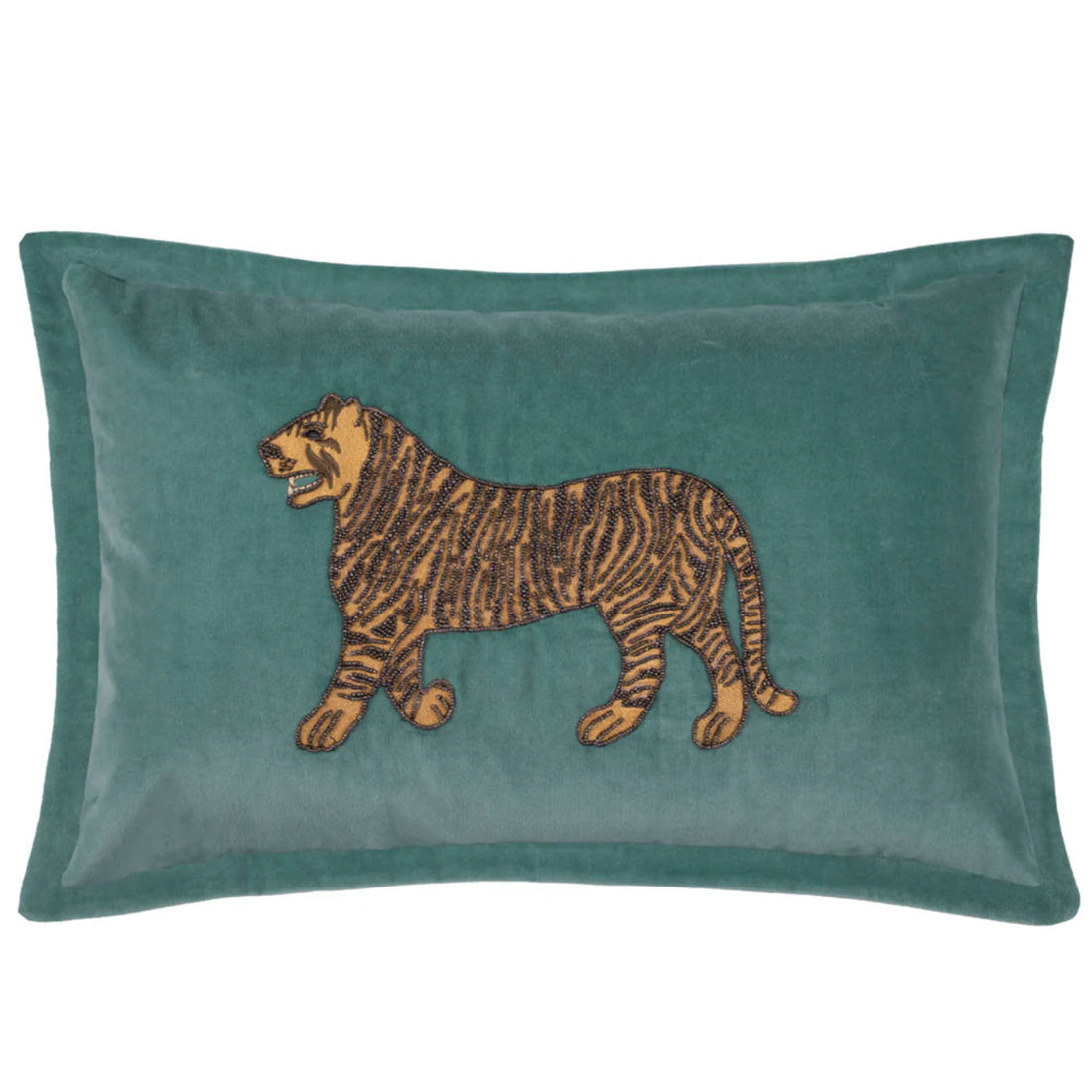 Voyage Maison Durga Embroidered Cushion Cover Teal 45cm x 65cm