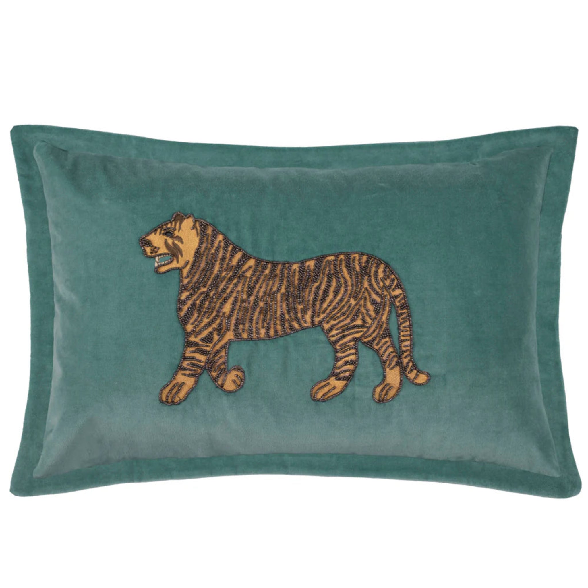 Voyage Maison Durga Embroidered Cushion Cover Teal 45cm x 65cm