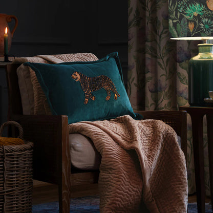 Voyage Maison Durga Embroidered Cushion Cover Teal 45cm x 65cm