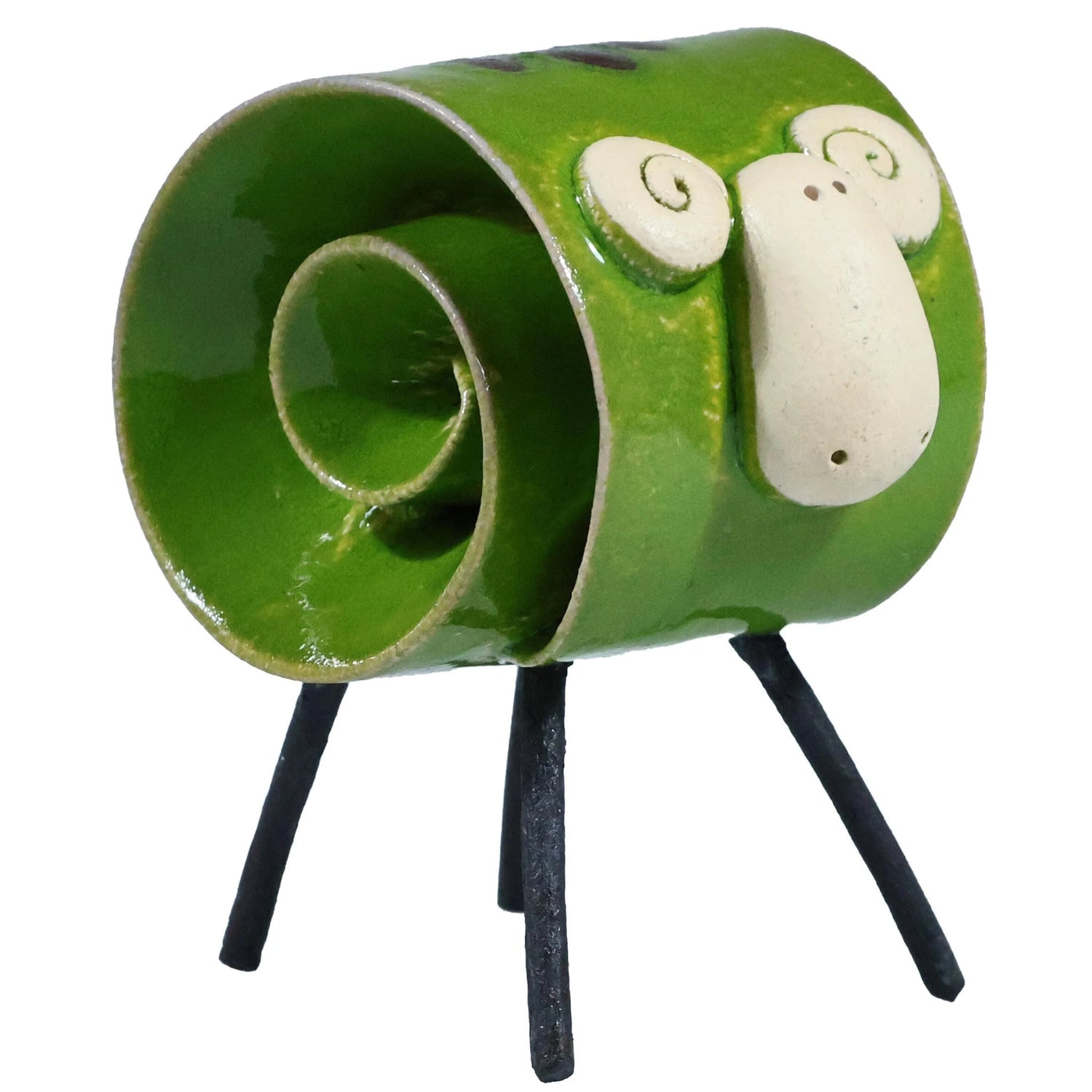 Enigma Scroll Stylish Ram Sculpture Green