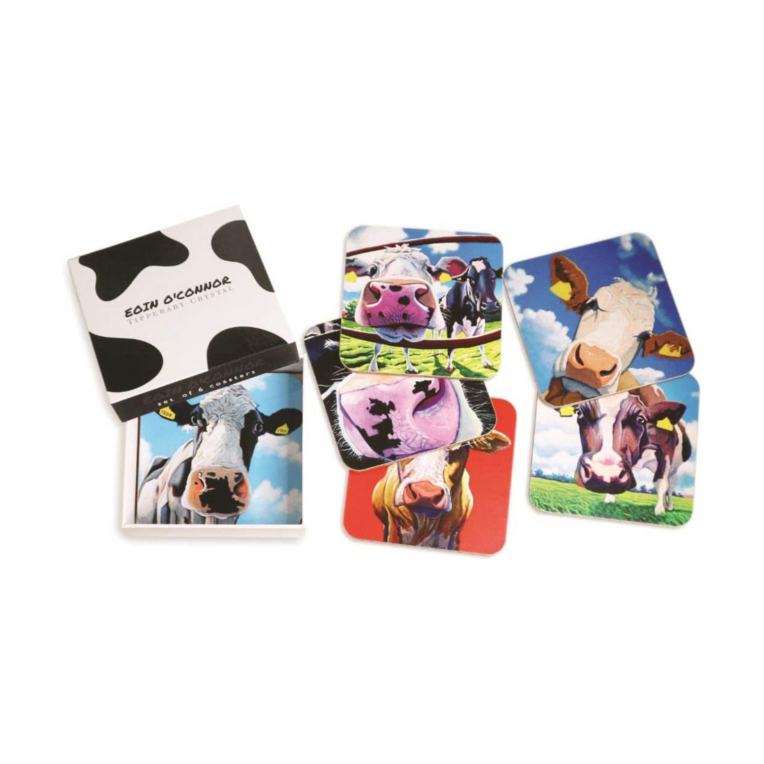 Eoin O Connor Set Of 6 Coasters - Cow Design