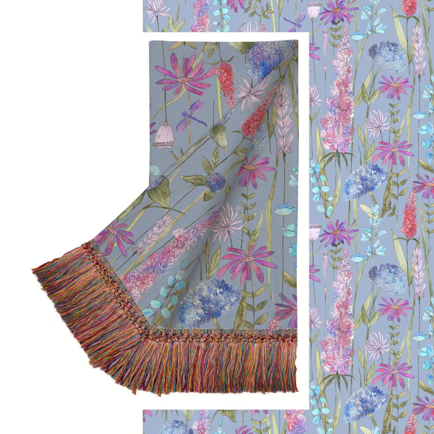 Voyage Maison Florabunda Printed Throw Bluebell