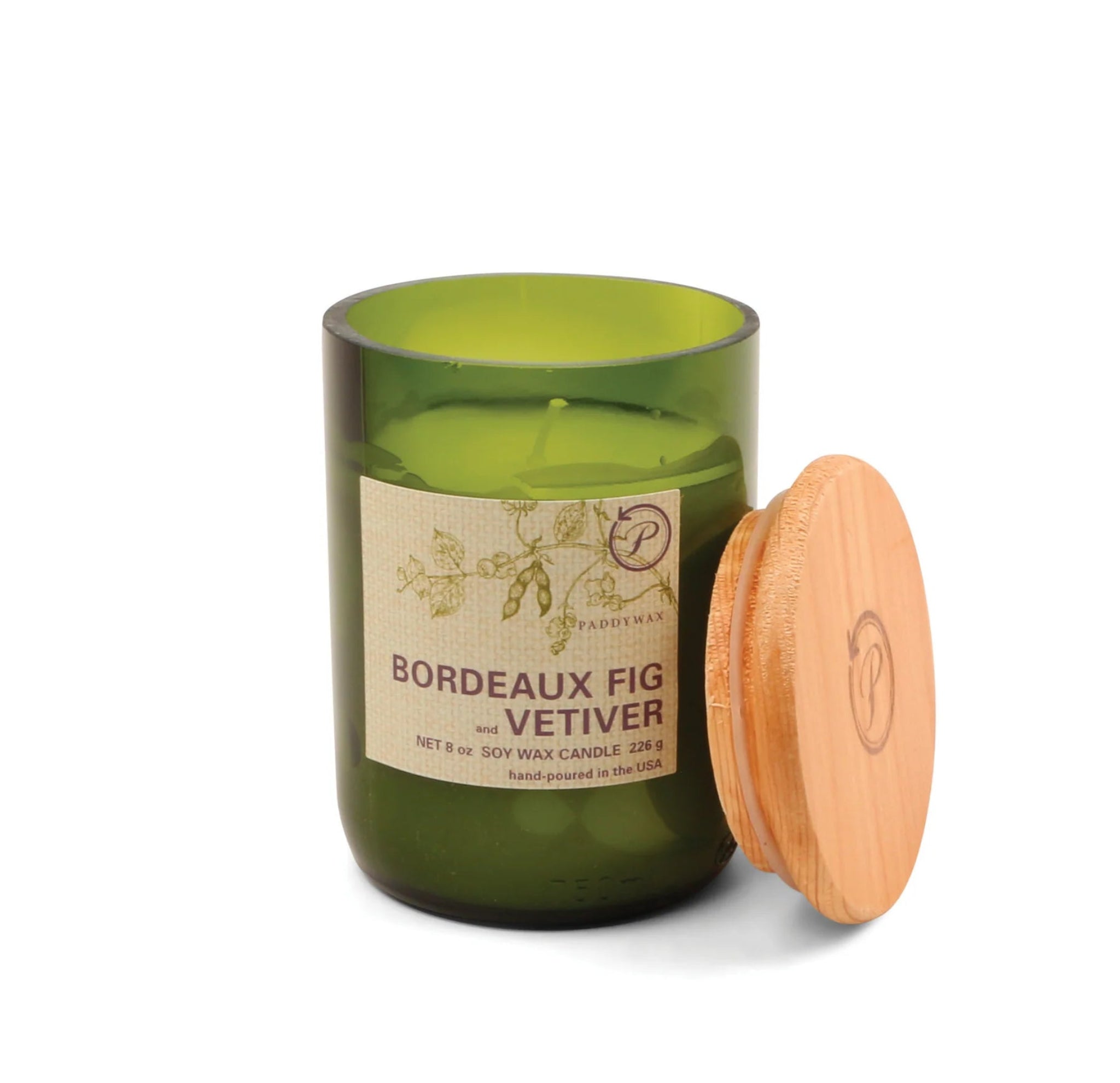 Paddywax Eco Green Recycled Glass Candle Bordeaux Fig &amp; Vetiver 226g