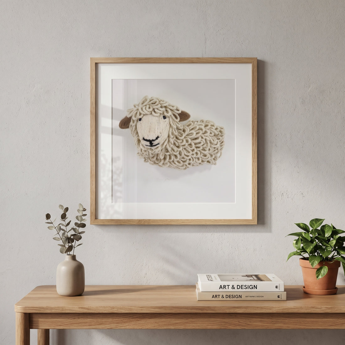 a picture of a sheep on a wall