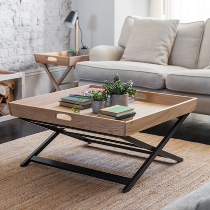 Garden Trending Clockhouse Butlers Coffee Table Square - Oak Wood, Carbon &amp; Natural