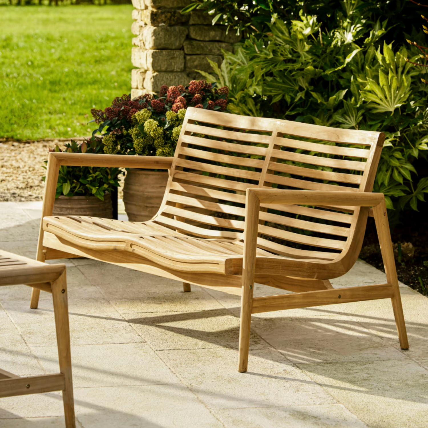 Garden Trending Coate 2 Seater Bench Teak Natural