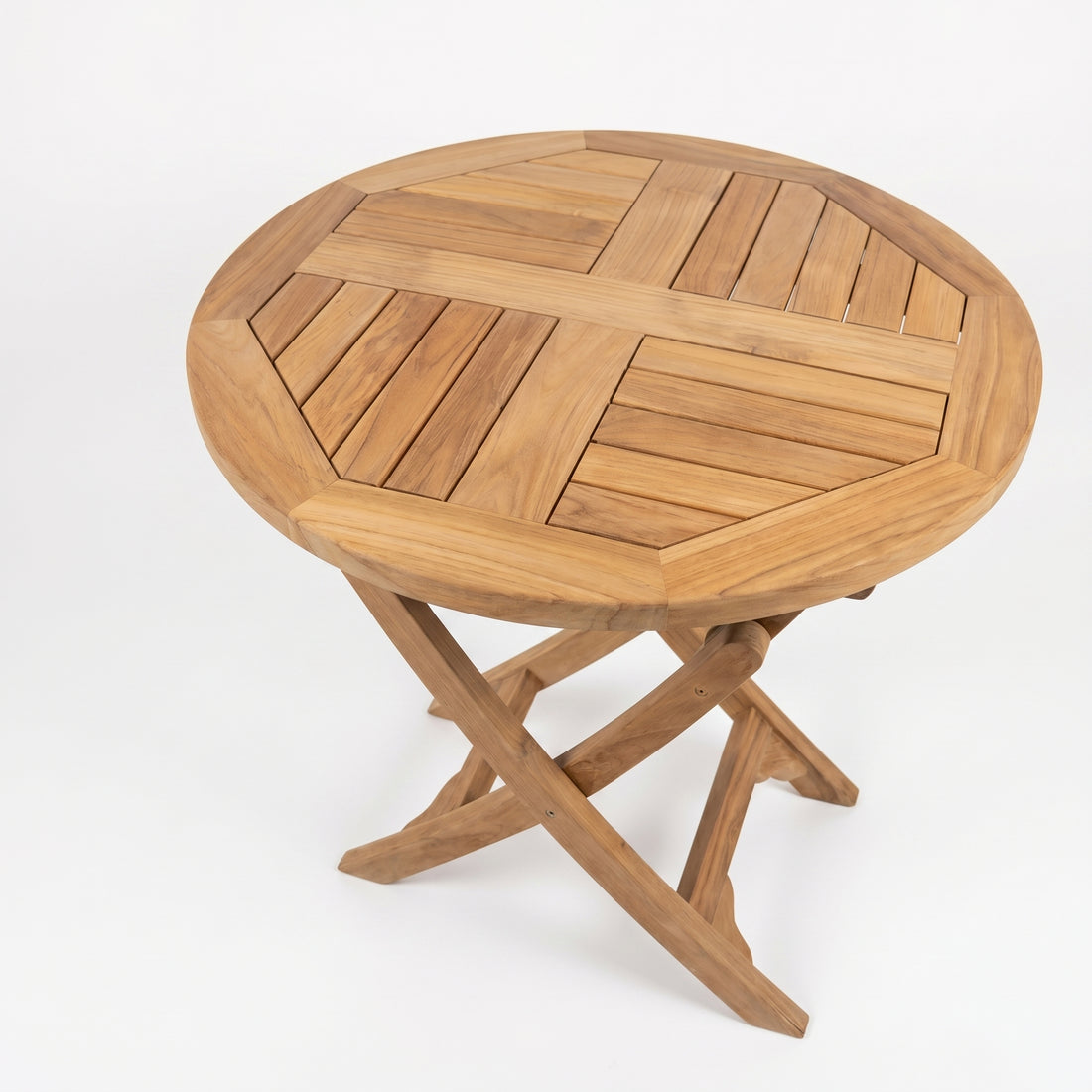 Wooden folding table on a white background