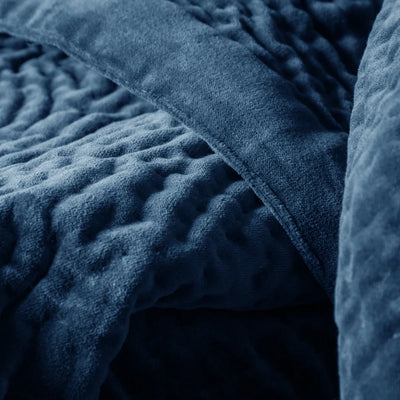 Voyage Maison Haze Velvet Quilted Throw Bluebell