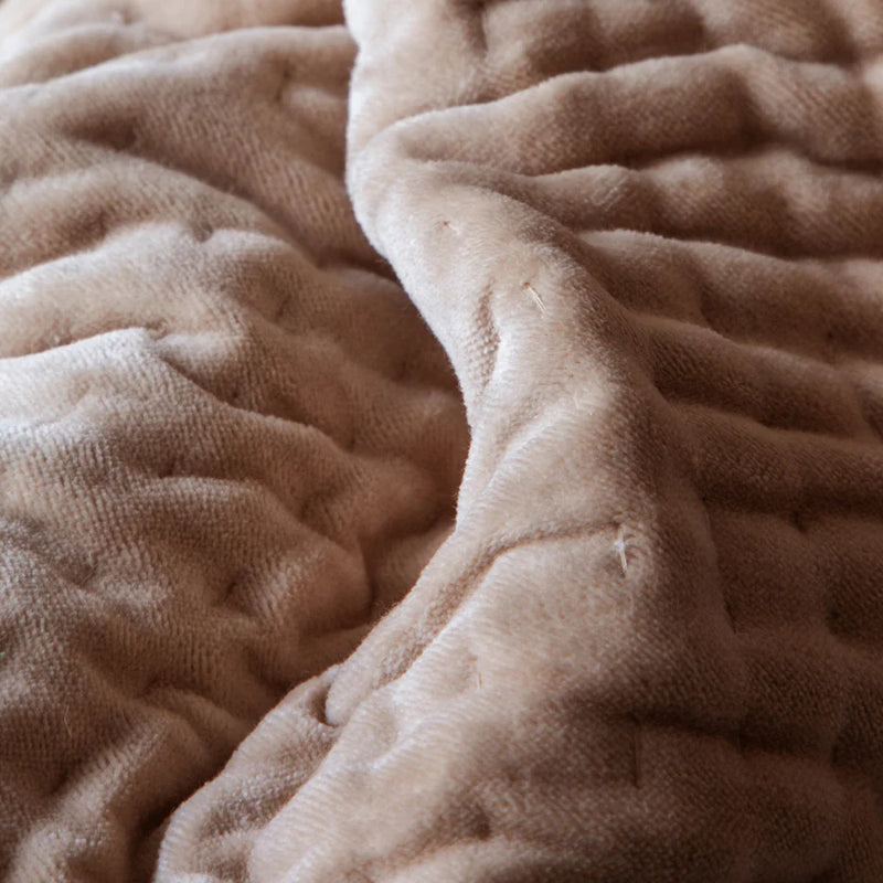 Voyage Maison Haze Velvet Quilted Throw Coral
