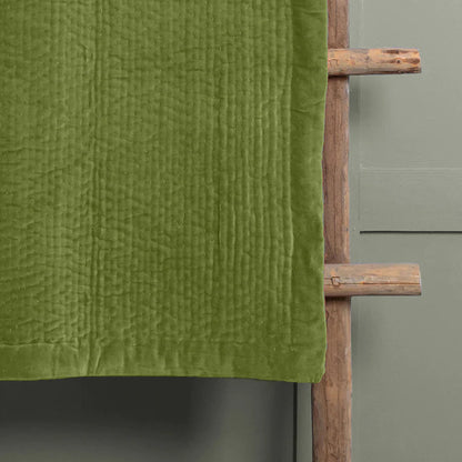 Voyage Maison Haze Velvet Quilted Throw Grass Green