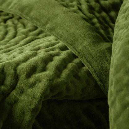 Voyage Maison Haze Velvet Quilted Throw Grass Green