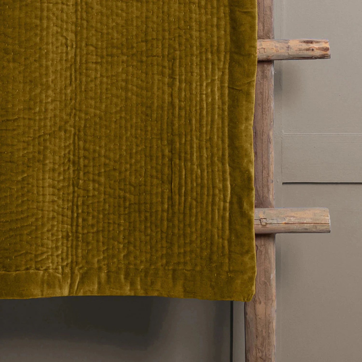 Voyage Maison Haze Velvet Quilted Throw Mustard