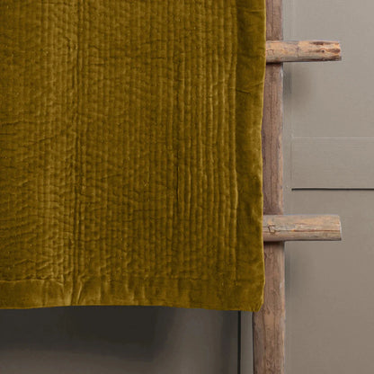 Voyage Maison Haze Velvet Quilted Throw Mustard