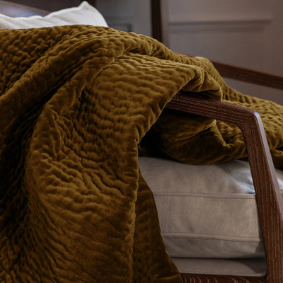 Voyage Maison Haze Velvet Quilted Throw Mustard
