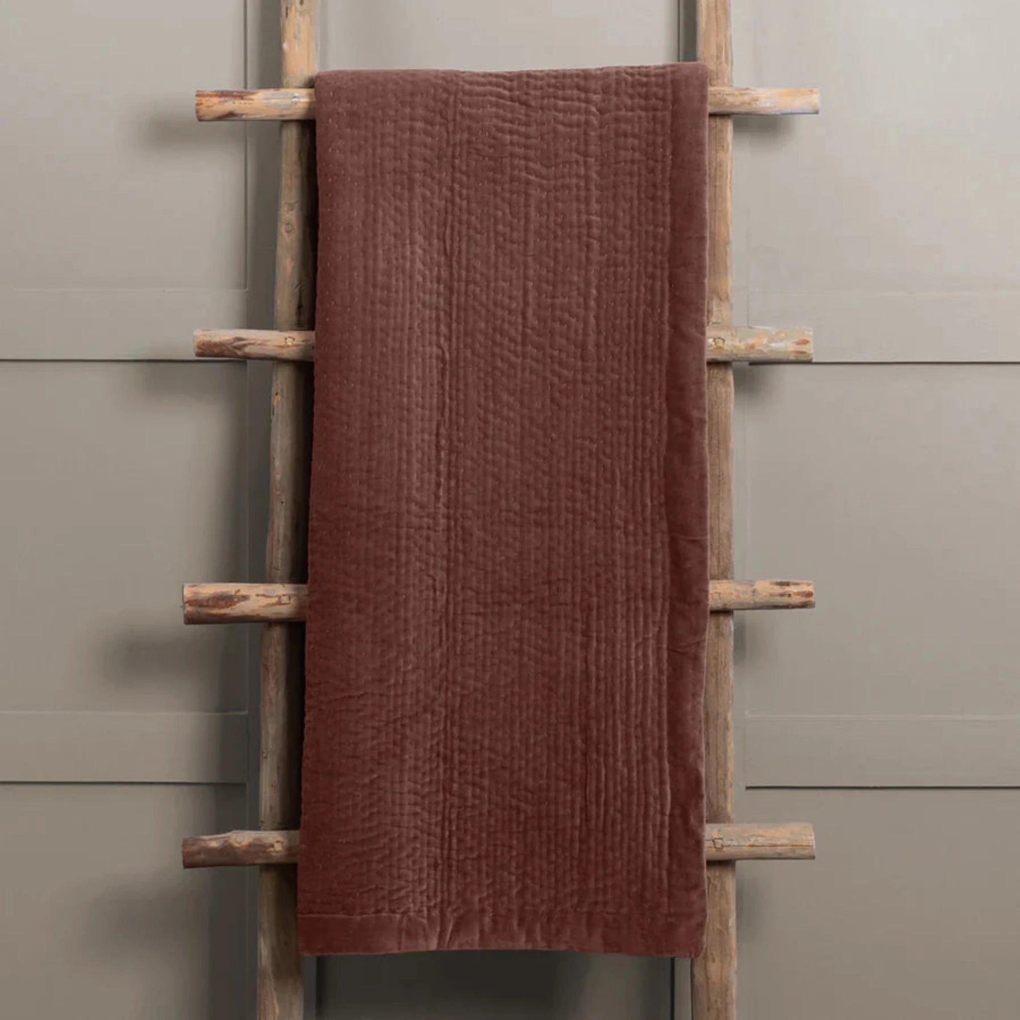 Voyage Maison Haze Velvet Quilted Throw Persimmon