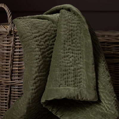 Voyage Maison Haze Velvet Quilted Throw Sage Green