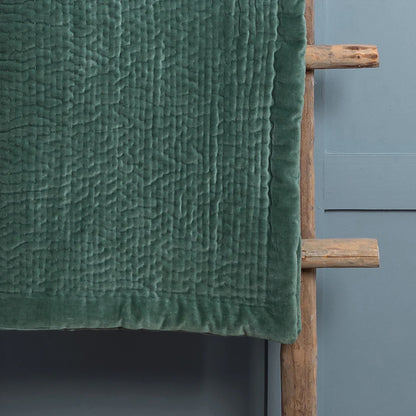Voyage Maison Haze Velvet Quilted Throw Seafoam