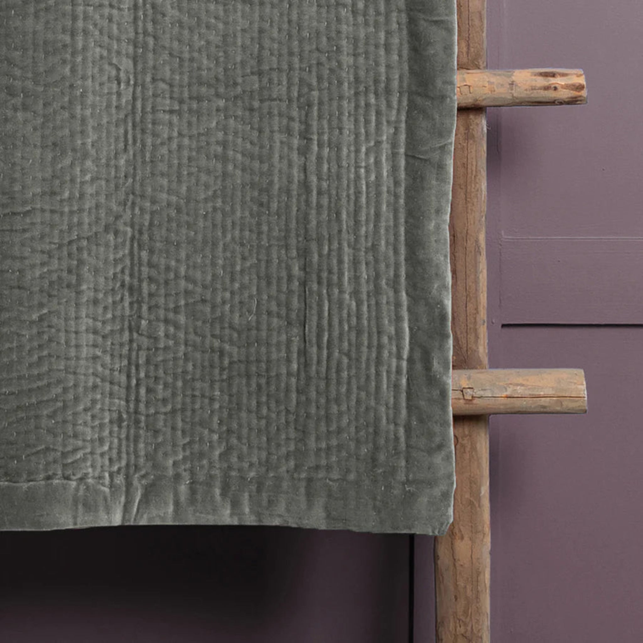 Voyage Maison Haze Velvet Quilted Throw Steel Grey