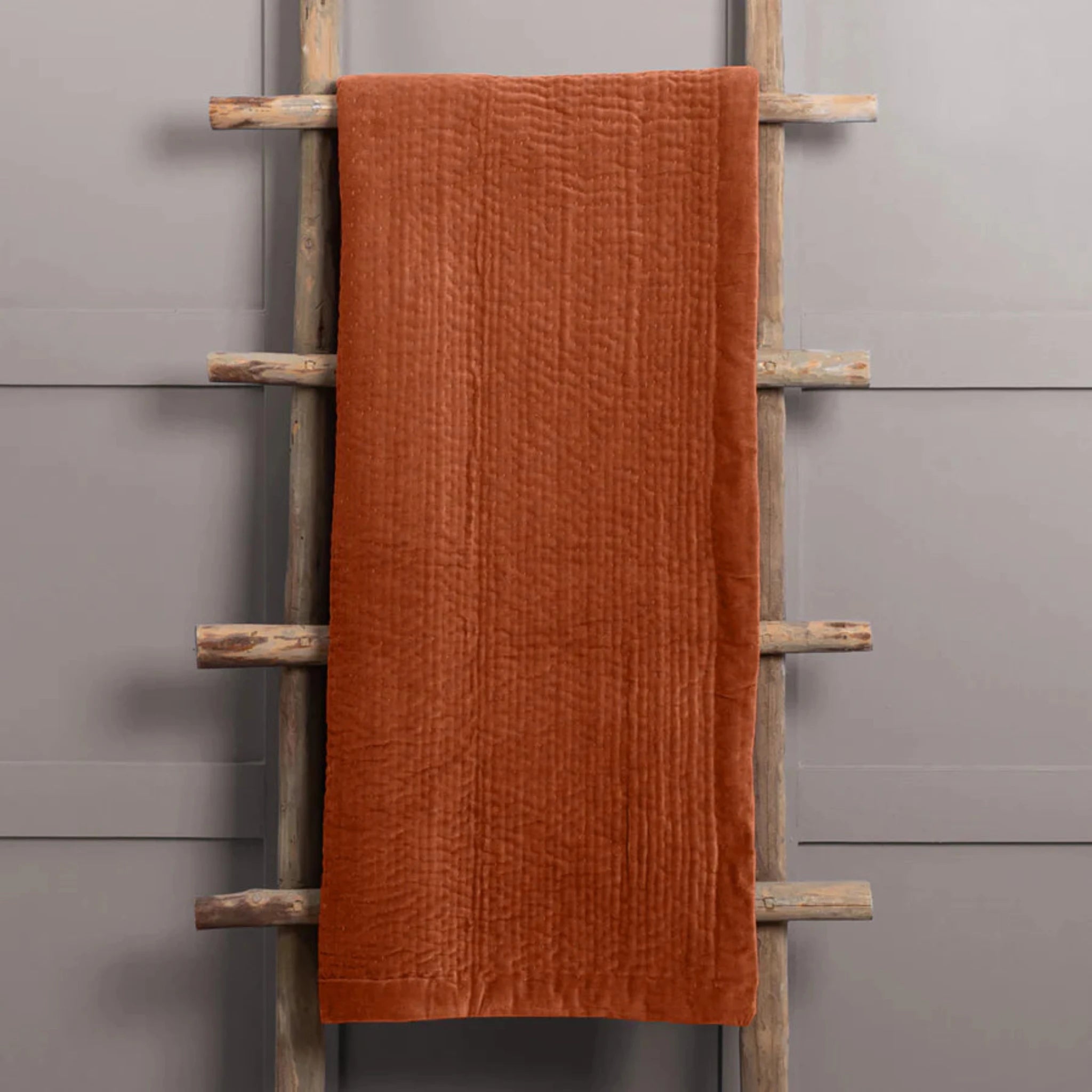 Voyage Maison Haze Velvet Quilted Throw Sunset Orange