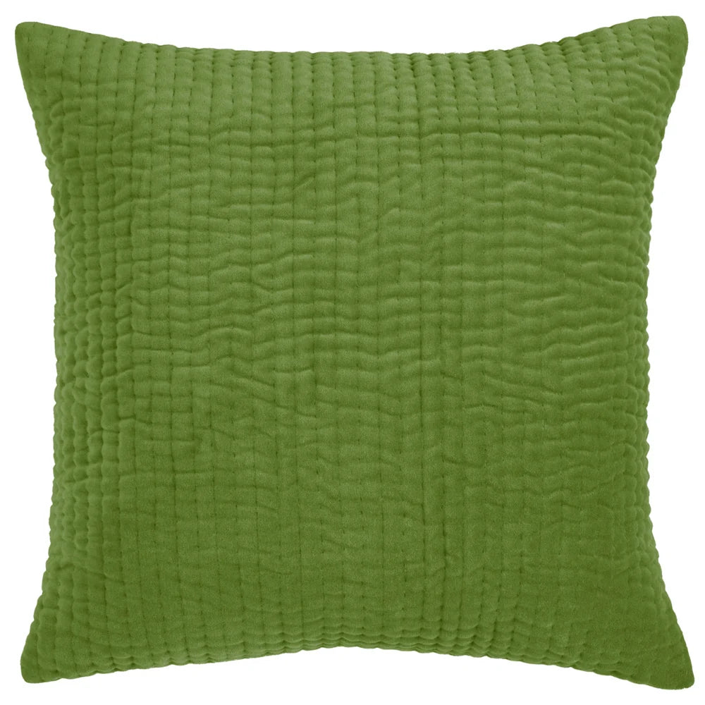 a green pillow with a white background